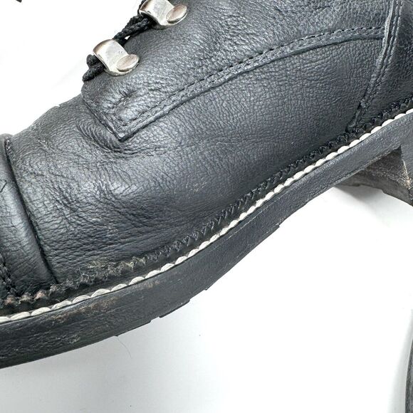 CHANEL Black Leather Tweed Combat Boots – Lace-Up – EU 40.5 - Picture 11 of 15